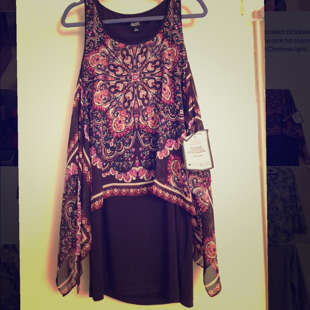 BNWT Sleeveless purple dress with designed overlay